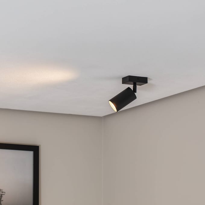 Argon Plafondspot Sado zwart staal verstelbaar 1-lamp hoekig