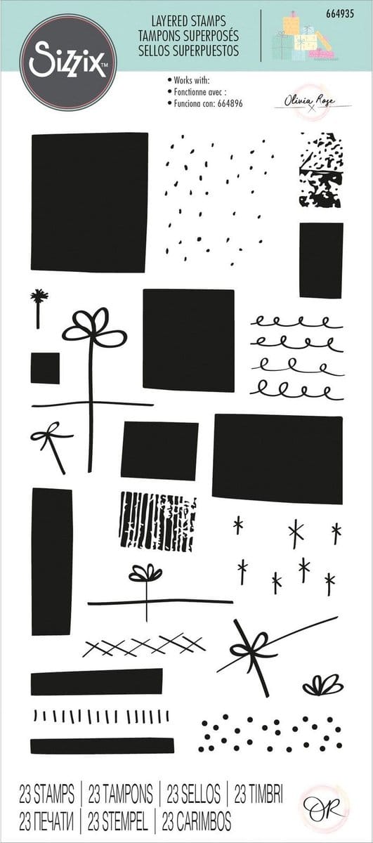 Sizzix Layered Clear Stamps Giftwrap 23pcs