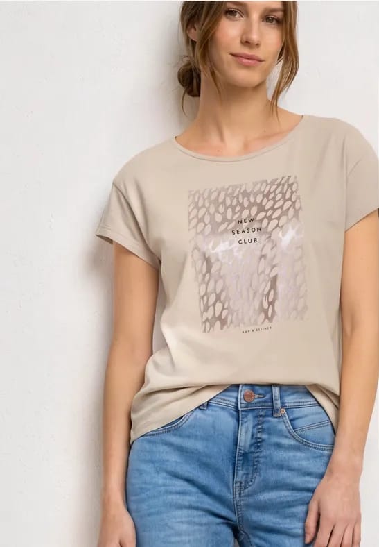 Shirt met ronde hals en folie-details