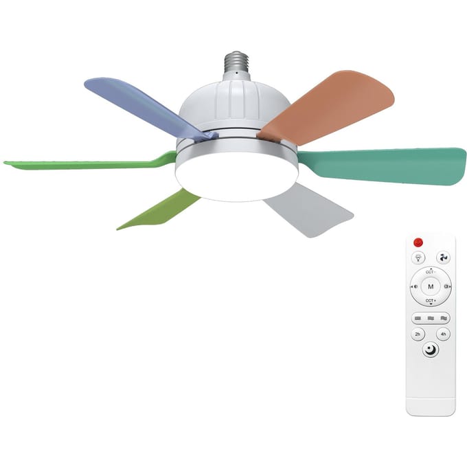Stille verwijderbare ventilatorbladventilatorlamp Ventilatorlamp met zes bladen Kleurtemperatuur instelbaar van 3000K-6500K