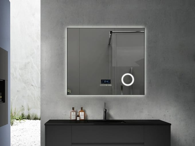 Mawialux LED Badkamerspiegel - Bluetooth - 80x70cm - Mat Zwart - Noël