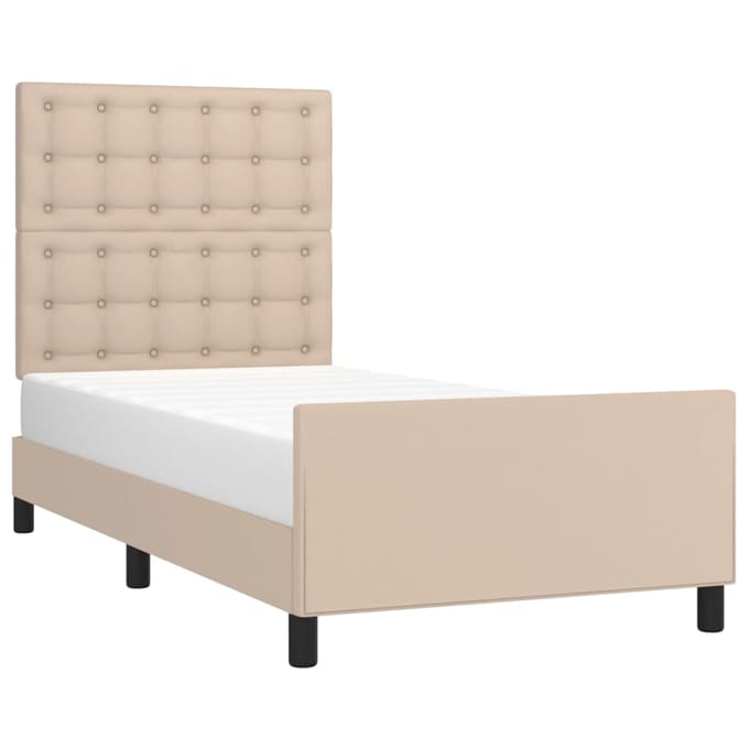 vidaXL - Bedframe - met - hoofdbord - kunstleer - cappucinnokleurig - 90x190 - cm