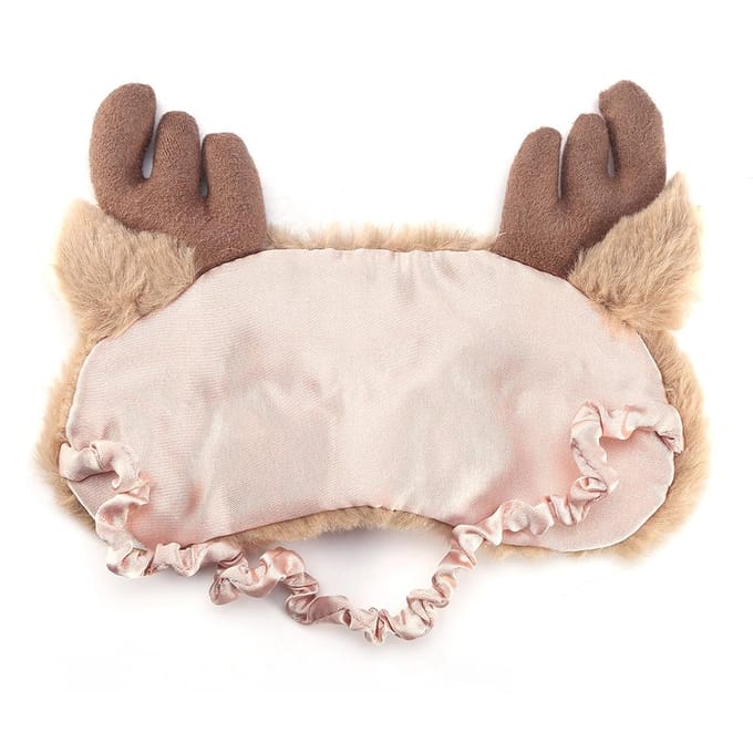 5 Kleuren Schattig Dier Oogkapje Slaapmasker Kerstrend Hert Winter Karton Middagslaap Oogschaduw Masker Eelk brown
