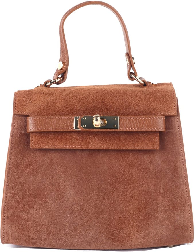 Giuliano lederen handtas Melisa - Suede - Made in Italy - Bruin