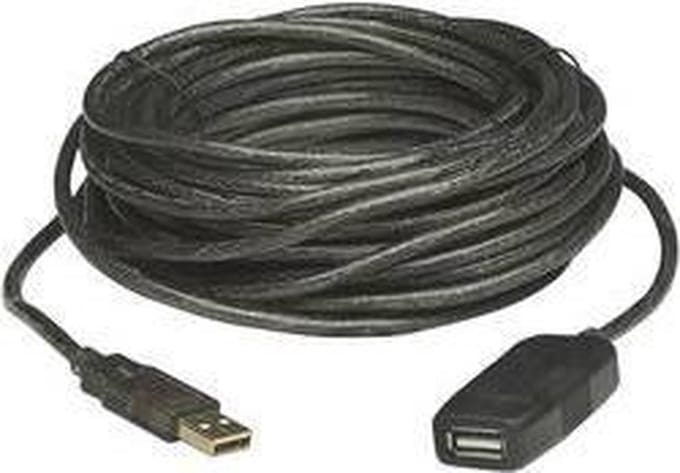 Manhattan 150248 USB-kabel USB 2.0 USB-A stekker, USB-A bus 10.00 m Zwart