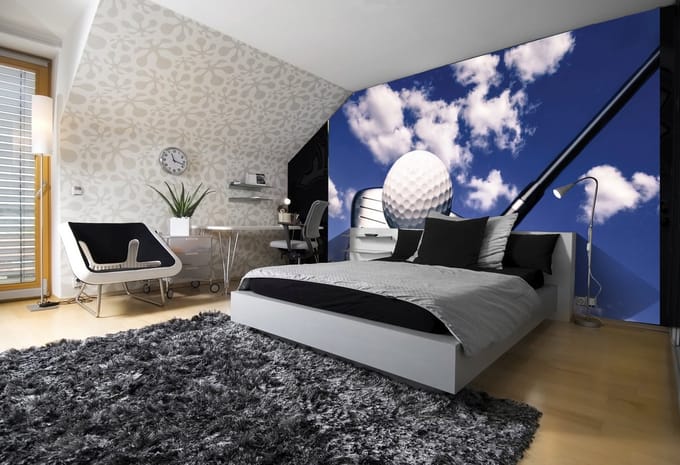 Poster | Blauw , Wit | 104 x 70,5 cm