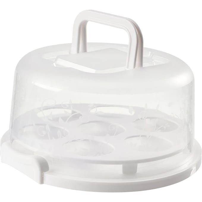Draagbare Cheesecake Container 7 Slot PP Ronde Cake Draaghouder met Transparante Deksel white