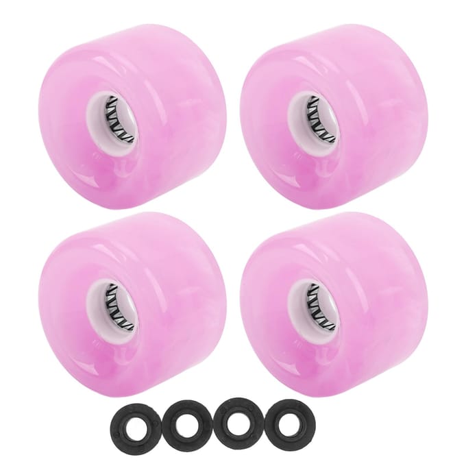 4 Stuks Skateboard Wielenset Vervanging 78A Hardheid PU Doorschijnend Knipperend Longboard Skateboard Wiel Roller roze
