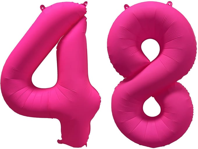 Folieballon 48 jaar - Neon Roze - 86 cm
