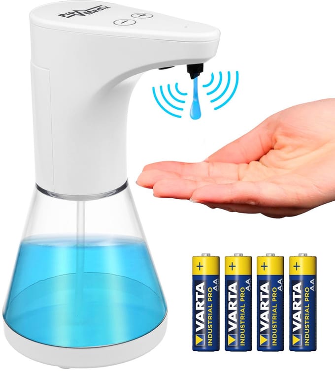 Promedix - Handzeepdispenser met batterijen - Touchless automatische zeepdispenser 480ml - wit