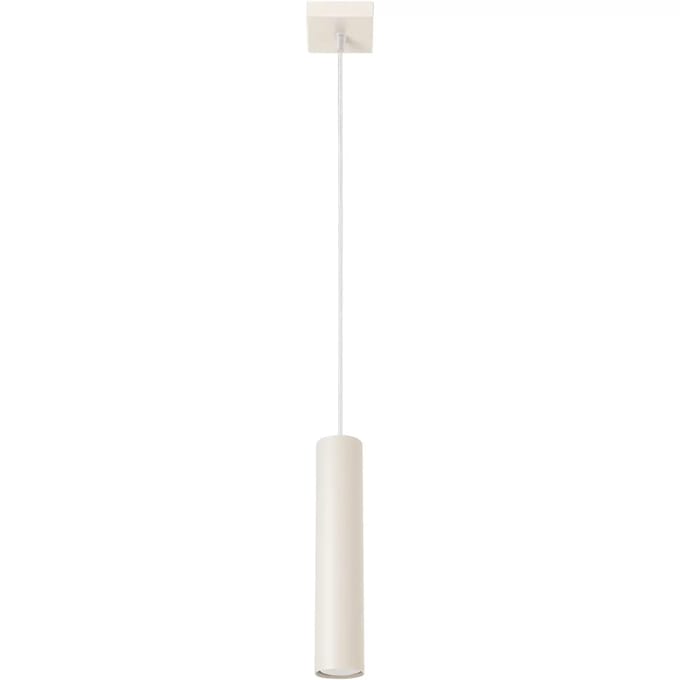 Hanglamp LAGOS 1 met slanke cilindrische kap - Sollux Lighting - IP20 - Beige staal behuizing - 8 x 8 x 118 cm - 1 x GU10 LED, exclusief lichtbron - Max. 10 W - Industriële hanglamp voor gang, hal en woonkamer