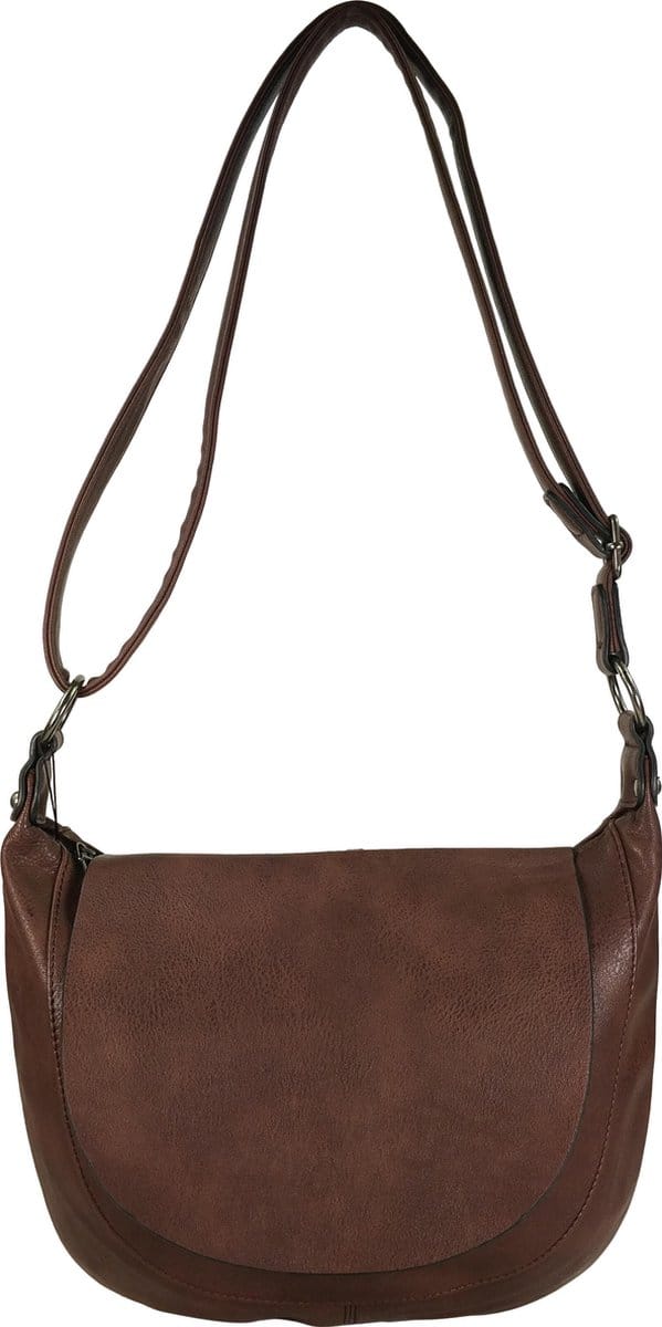 Flora & Co - Paris - crossbody schoudertas - lange instelbare draagriem - flap en ritssluiting - chocolat/bruin