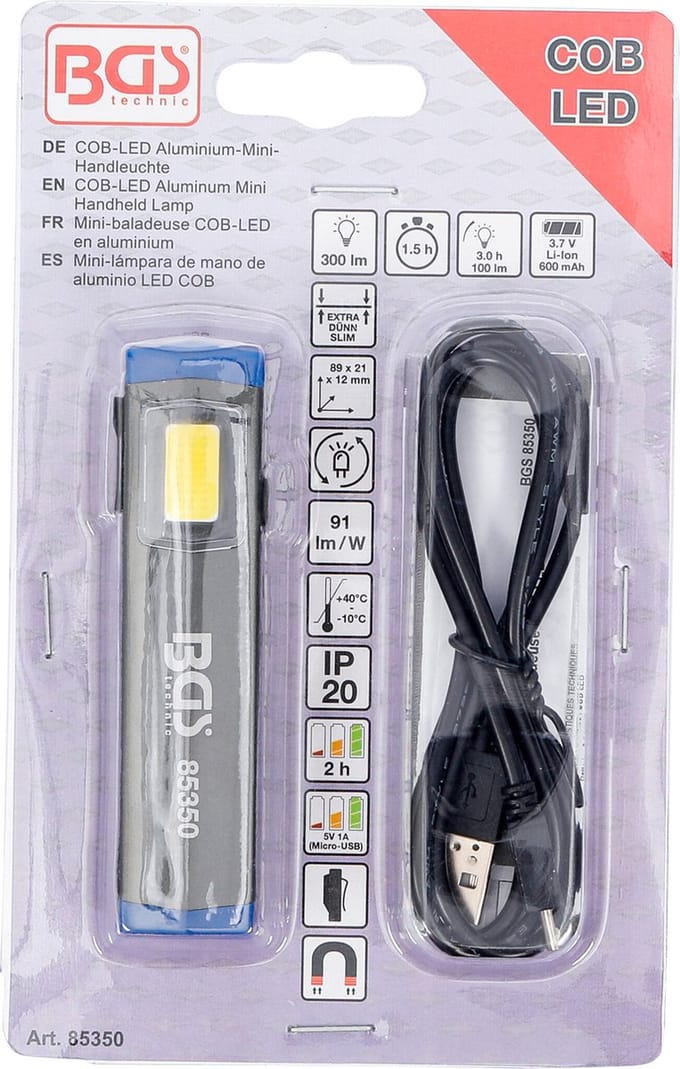 BGS Mini COB-LED-looplamp van aluminium