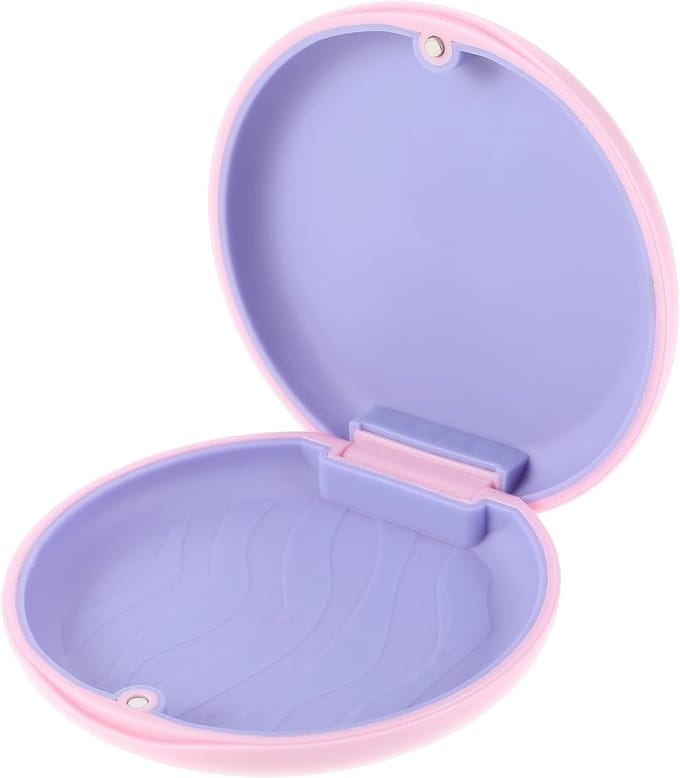 Retainer Cases,Magnetic Closure Orthodontic Holder Box Dentures Case Slim Braces Case Night Guard Case Container Storage Holder (Pink)