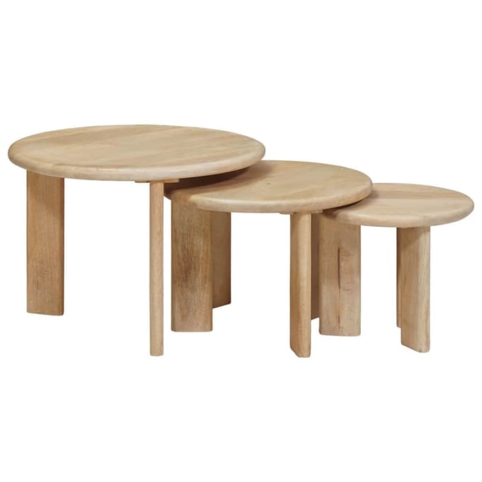 vidaXL - Nesting - Koffietafels - 3 - st - Zwart - Ø - 54 - x - 40 - cm - Massief - Mango - Hout