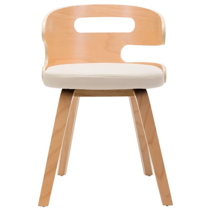 vidaXL - Eetkamerstoelen - 6 - st - gebogen - hout - en - kunstleer - crème