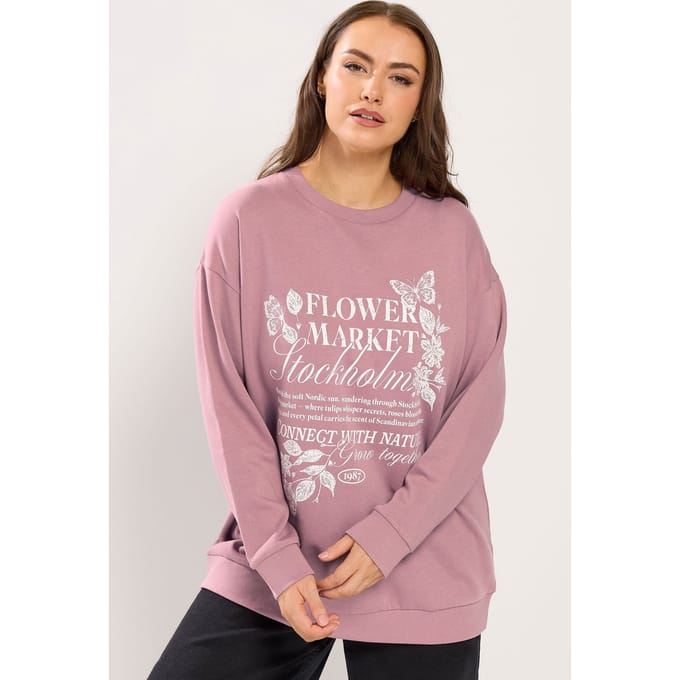 Yours Roze Stockholm' Sweatshirt Met Vlinderversiering Size 48