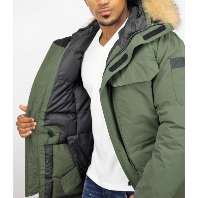Beluomo Lange parka jas met bontkraag