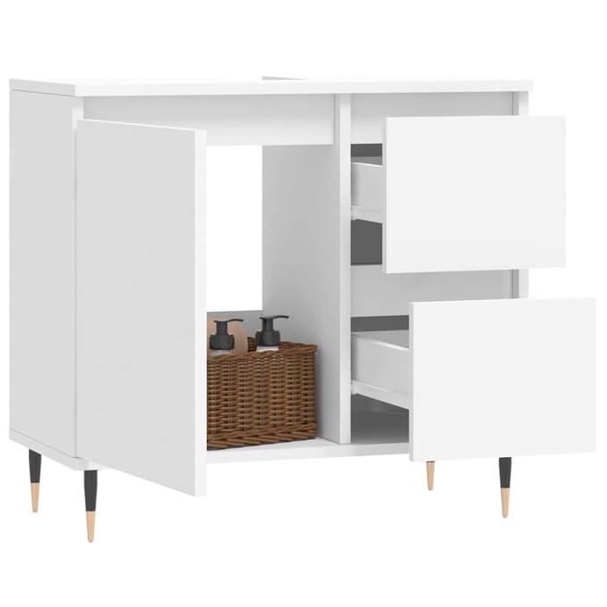 vidaXL - Badkamerkast - 65x33x60 - cm - bewerkt - hout - wit
