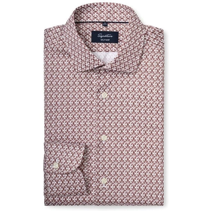OLYMP Signature Overhemd, Tailored Fit, Signature Kent, Bruin