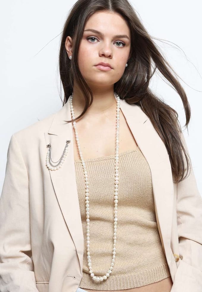 PROUD PEARLS® parelketting met witte 9/10mm barok parels 120cm lengte