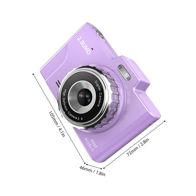 Appareil photo numérique 2,5K Caméra vidéo numérique Caméra pour enfants Caméra CCD 48MP Écran 2,8 pouces Zoom 16X noir