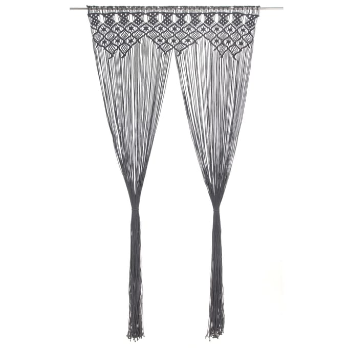 vidaXL - Gordijn - macramé - 140x240 - cm - katoen - antraciet