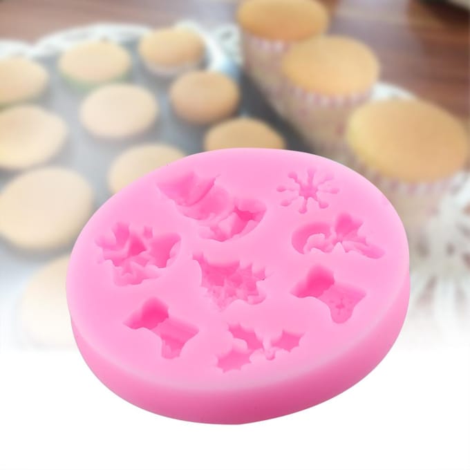 Siliconen Fondant Vorm Kerst Taartvorm Chocolade Bakken Sugarcraft Decor HOT pink