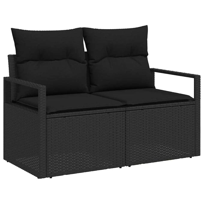 vidaXL Bankstel 6 st Zwart poly rattan