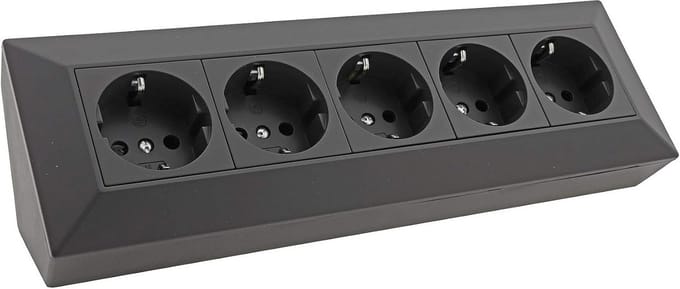 5-voudig stopcontactblok, zwart 250V~/ 16A