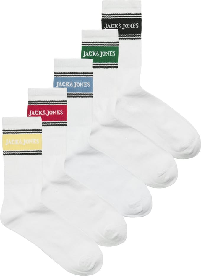 Jack & Jones Heren sportsokken jacvik tennissokken 5-pack wit/multicolor