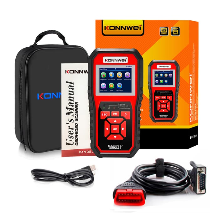 KONNWEI KW850 OBDII-scanner Auto-codelezer Diagnostische controlemotor Lichtscantool voor OBDII-auto's rood