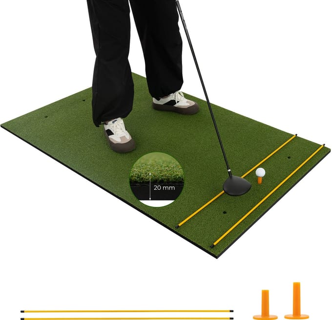 COSTWAY Golf Putting Mat 152x117 cm 20 mm dik - Afslagmat Golf EVA - Oefenmat Golf - Golf Accessoire