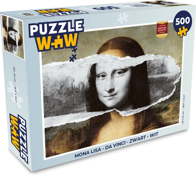 Puzzel Mona Lisa - Da Vinci - Zwart - Wit - Legpuzzel - Puzzel 500 stukjes