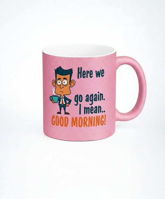 Grappige Koffiemok "Here We Go Again" - Perfect voor Ochtendhumeur