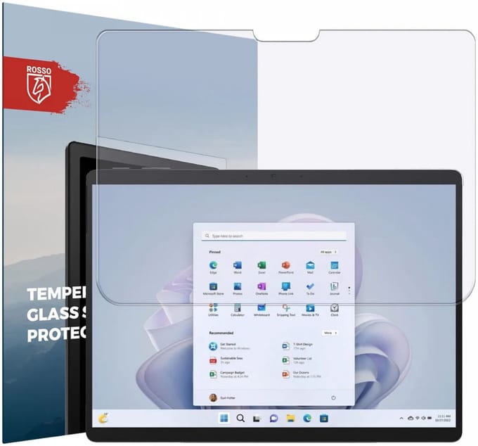 Rosso Screen Protector Geschikt voor Microsoft Surface Pro 8 / Pro 9 / Pro X | Beschermlaag | Glasplaatje | 9H Tempered Glass | Gehard Glas | Beschermglas