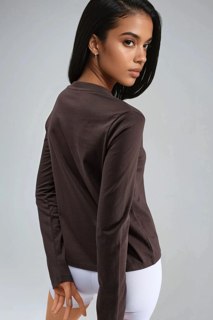 Lange Mouw Crew Neck Basis Blouse