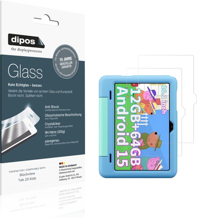 dipos – 2x Pantserfolie geschikt voor Blackview Tab 20 Kids | 9H Screenprotector