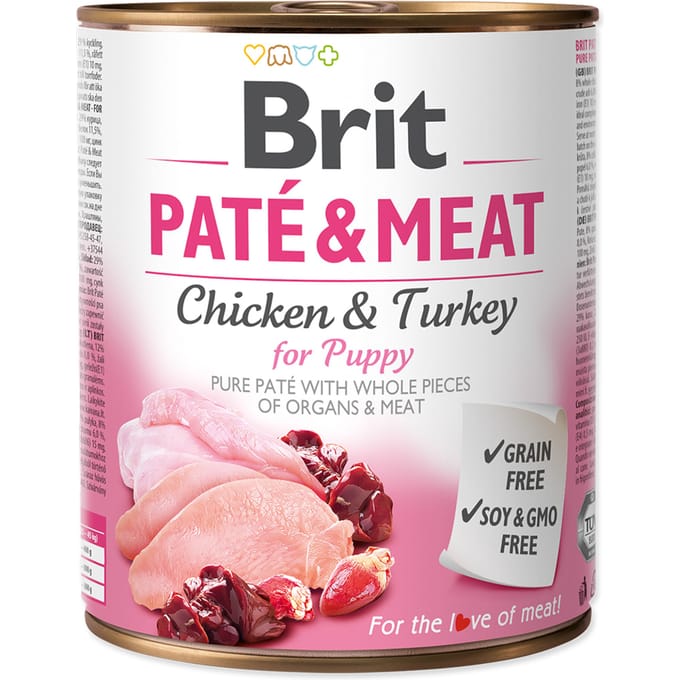 Brit Paté & Meat Serie - Puppy Hondenvoer - Kip - 12x800g