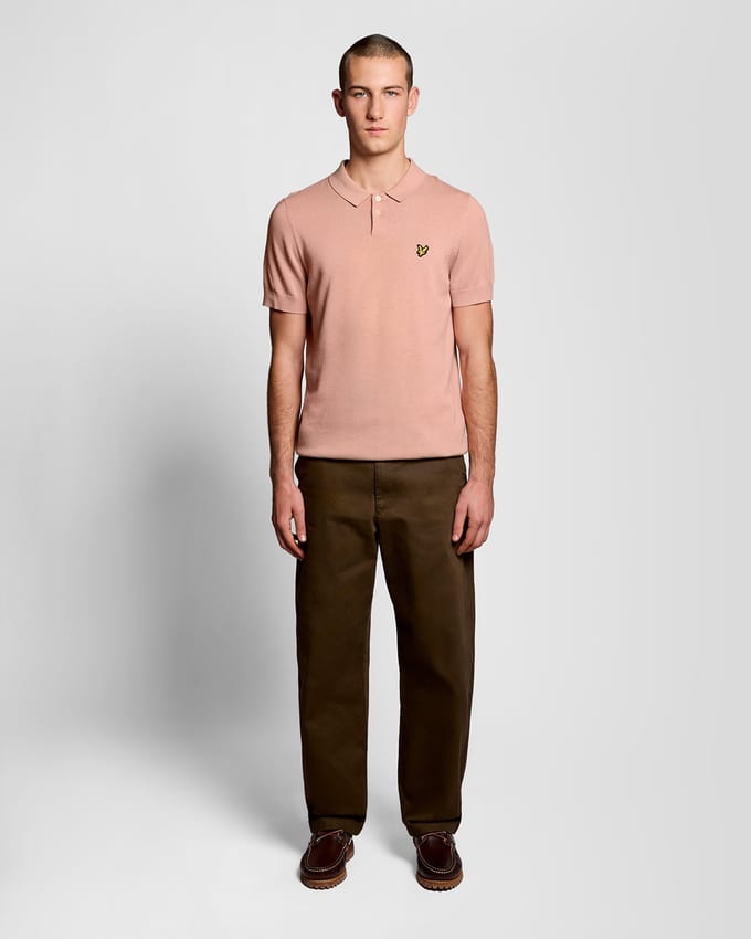 Lyle and Scott Poloshirt Knitted Grapefruit Roze - Maat M - Heren