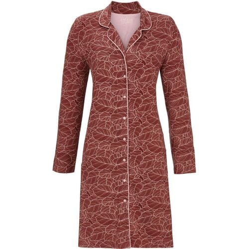 Ringella Bruin doorknoopnachthemd organische print Bruin vrouw 36