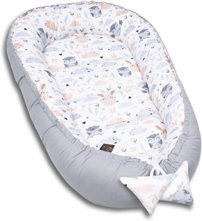 Knuffelnest voor baby's en zuigelingen - 2-zijdig en multifunctioneel babynestje van 100% katoen