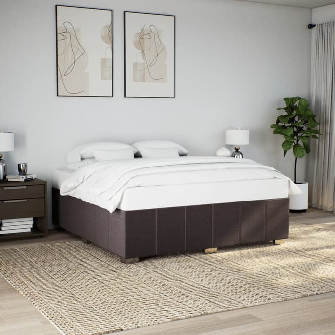 vidaXL - Bedframe - zonder - matras - stof - donkerbruin - 180x200 - cm