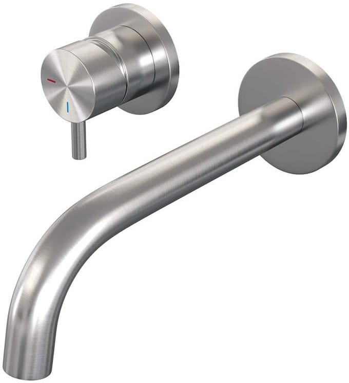Brauer Brushed Edition Inbouw Wastafelmengkraan met Gebogen Uitloop en Rozetten Model B2 RVS Geborsteld PVD