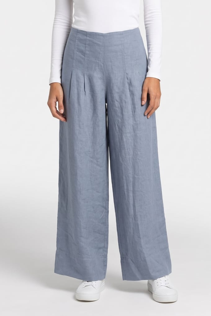 ARKET Ellica Linen Trouser Blue Größe: 36 | Ausgestellte Hosen Outlet | Damen | Weiß