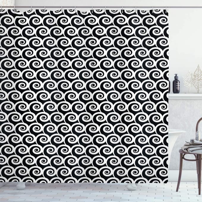ABAKUHAUS douchegordijn – Geometrisch zwart-wit – 175x200 cm