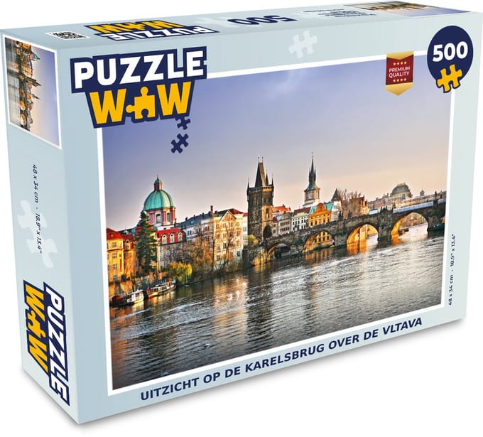 Puzzel Uitzicht op de Karelsbrug over de Vltava - Legpuzzel - Puzzel 500 stukjes