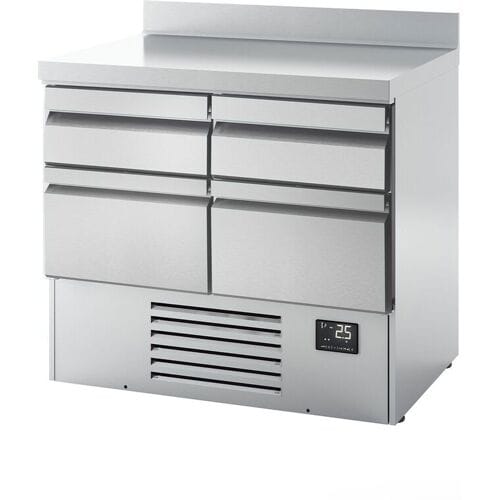 GGM Gastro Kühltisch Premium PLUS - 978x700mm - mit 4 Schubladen - mit Aufkantung