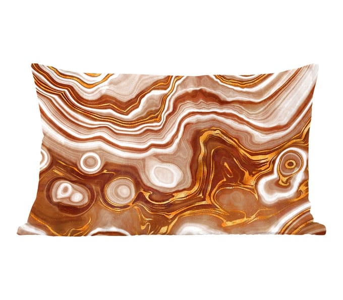 Sierkussens - Kussentjes Woonkamer - 60x40 cm - Goud - Agaat geode - Stenen - Bruin