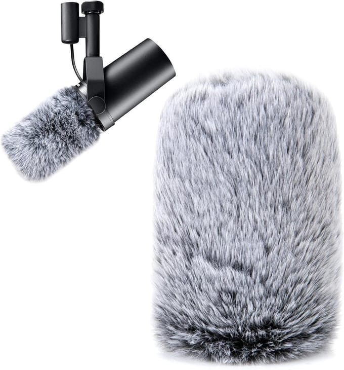 Popfilter voor Microfoon - Fluffy Windscreen voor Dynamische Microfoons, Blokkeer Plosieve Geluiden en Verbeter Geluidskwaliteit